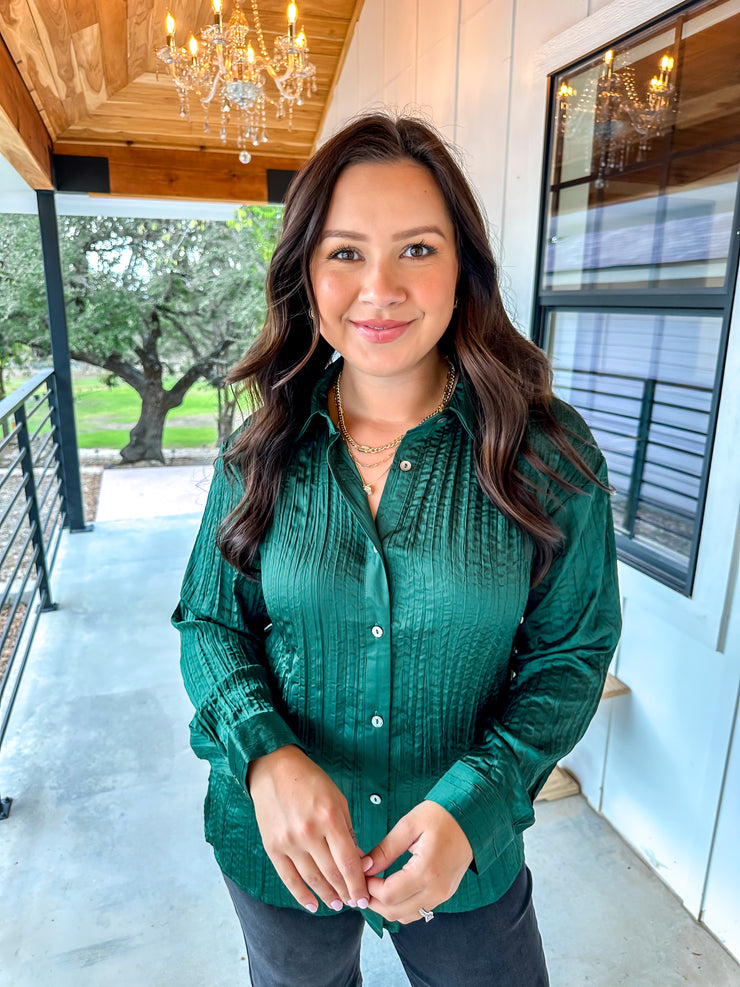 Champagne Toast Top - Hunter Green