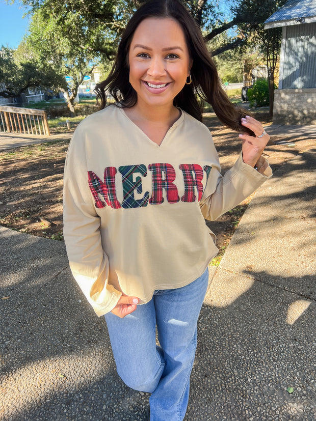 Merry Plaid Mineral Wash Top