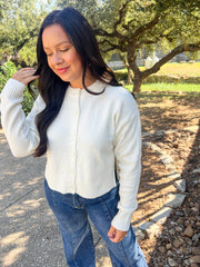 Manor Crew Neck Cardigan - Ivory