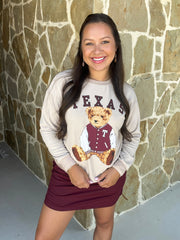 Benny the Bear Pullover - Maroon Texas