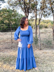 Smocked Tier Maxi Dress - Blue