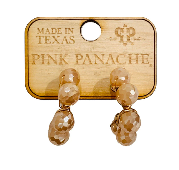 Pink Panache Tan Bead Hoop Earrings
