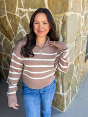 Coffee Shop Cutie Striped Pullover Top