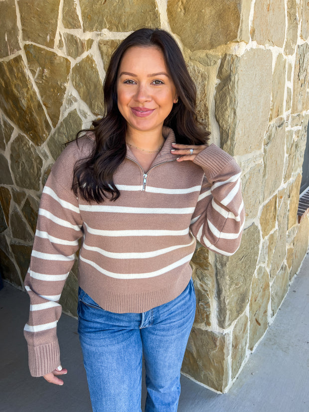 Coffee Shop Cutie Striped Pullover Top