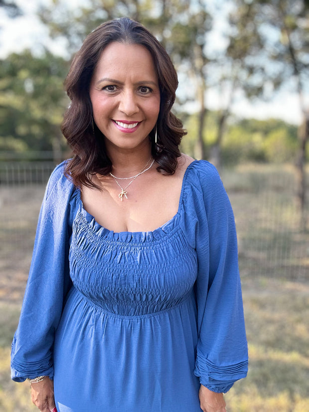 Smocked Tier Maxi Dress - Blue