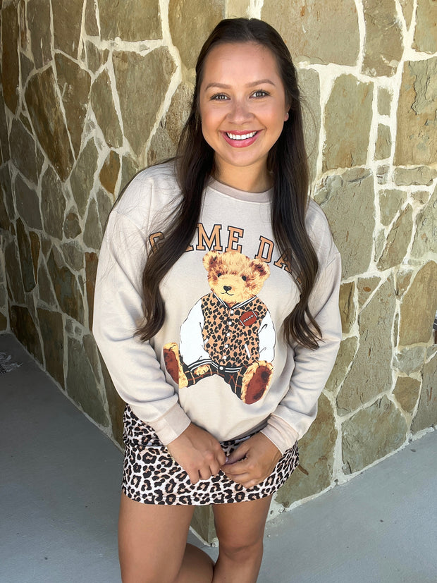 Benny the Bear Pullover - Leopard Game Day