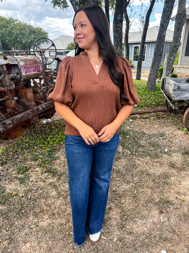 Totally Textured Top - Chestnut