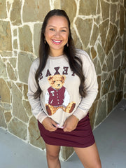 Benny the Bear Pullover - Maroon Texas