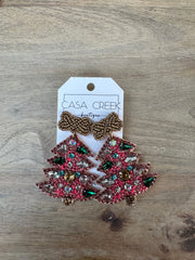 Pink Christmas Tree Earrings