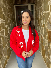 Holly Jolly Bow Tie Sweater Cardigan