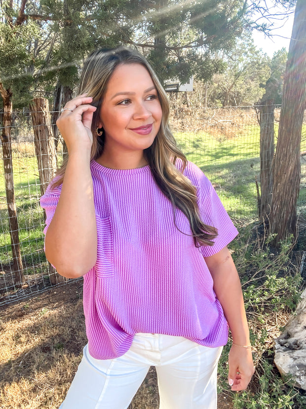 Step Into Spring Ribbed Top - Violet