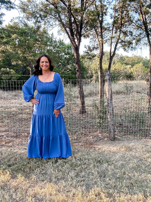 Smocked Tier Maxi Dress - Blue