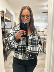 Plaid Shacket - Black & White