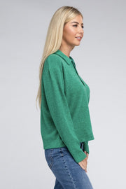 Brushed Melange Hacci Collared Sweater