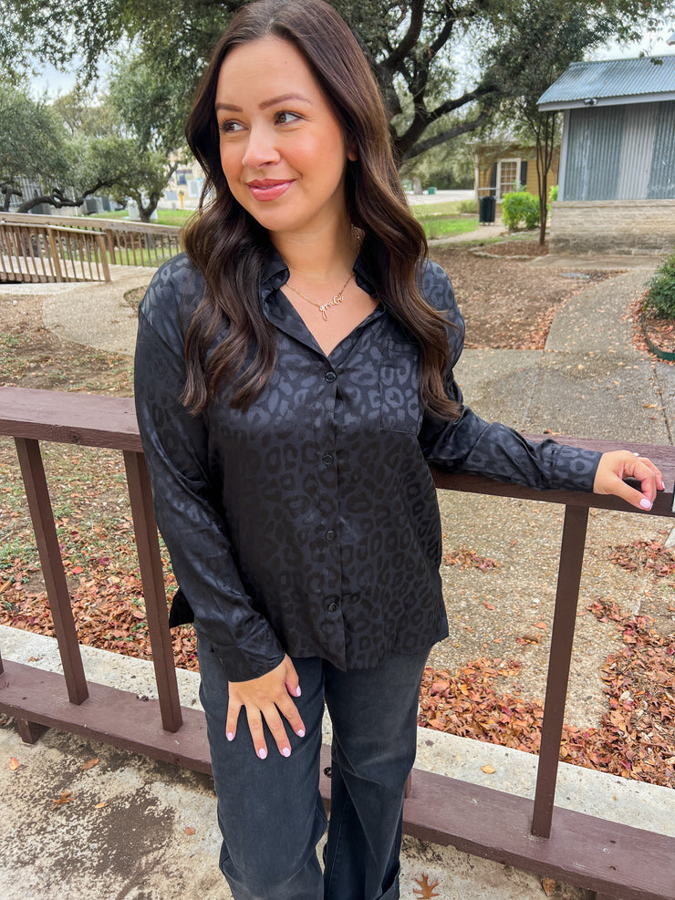 Bubbly Babe Leopard Top - Black