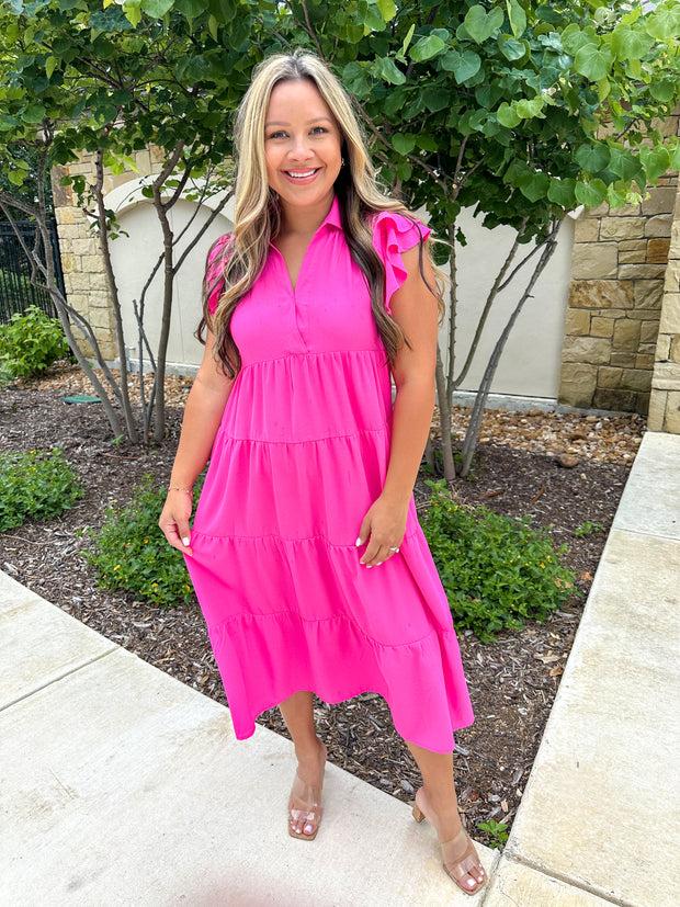 A Pink Summer Midi Dress