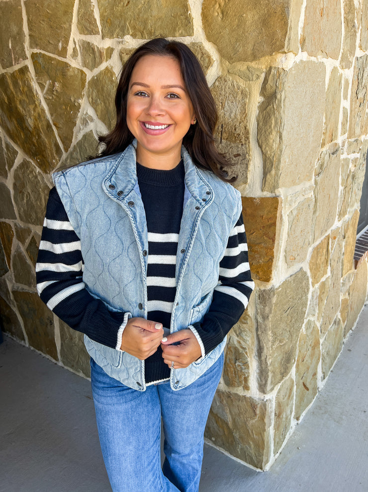 Washed Denim Quilted Vest