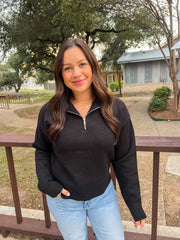 Half Zip Collared Sweater - Black