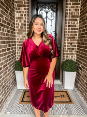 Holiday Party Velvet Wine Dress