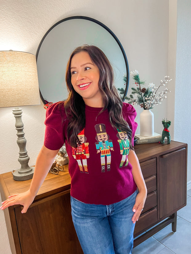 Sparkly Nutcracker Sweater Knit Top