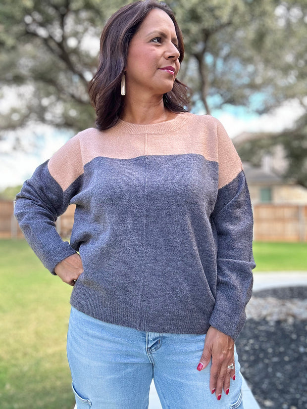 Contrasting Neutrals Sweater Top