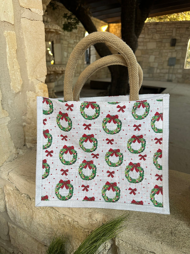 A Cozy Christmas Jute Gift Bag