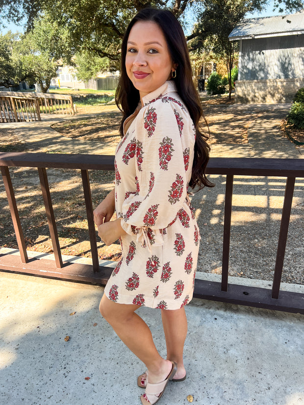 Everlasting Ecru Floral Printed Dress