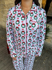 A Cozy Christmas Wreath Pajama Top