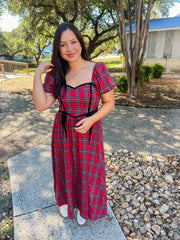 Holiday Lane Plaid Midi Dress