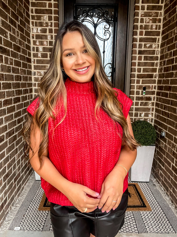 Under the Mistletoe Red Shimmer Top