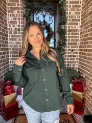 Hunter Green Button Up Shacket