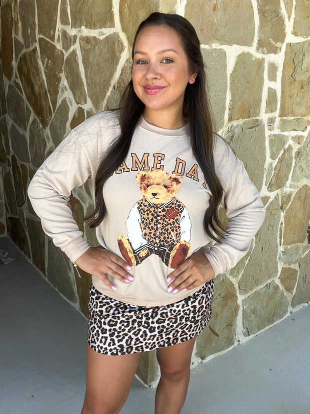 Benny the Bear Pullover - Leopard Game Day