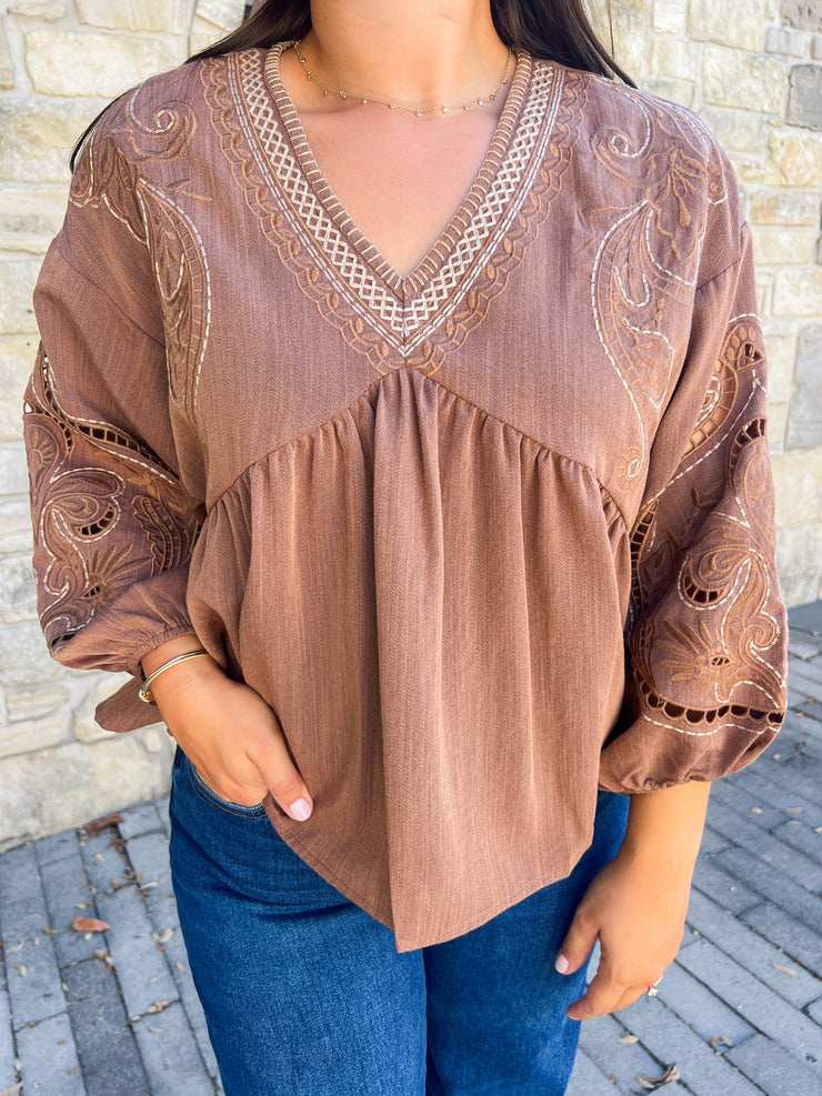 Effortless Boho Inspired Top - Brown