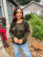 Camo Pullover Top - Army Green