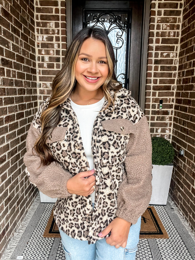 Leopard Sherpa Jacket