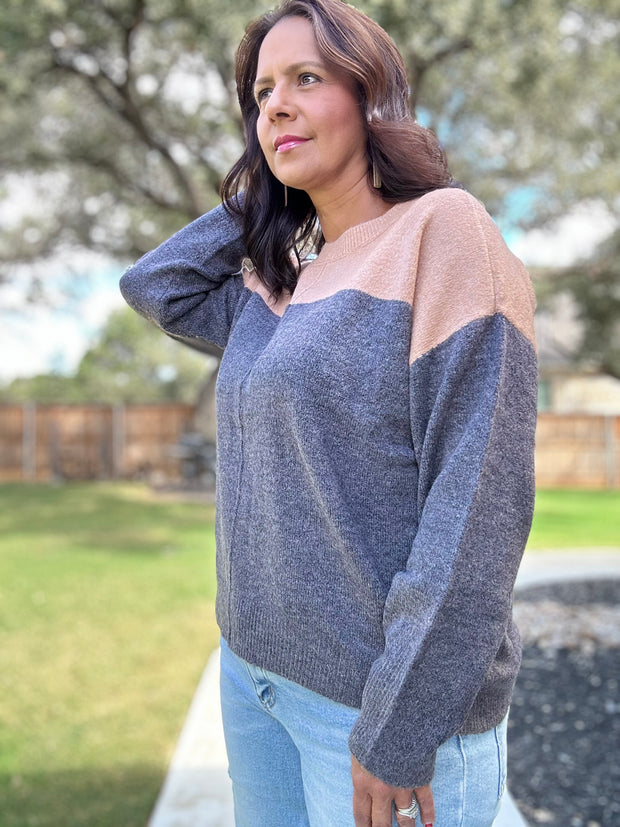 Contrasting Neutrals Sweater Top