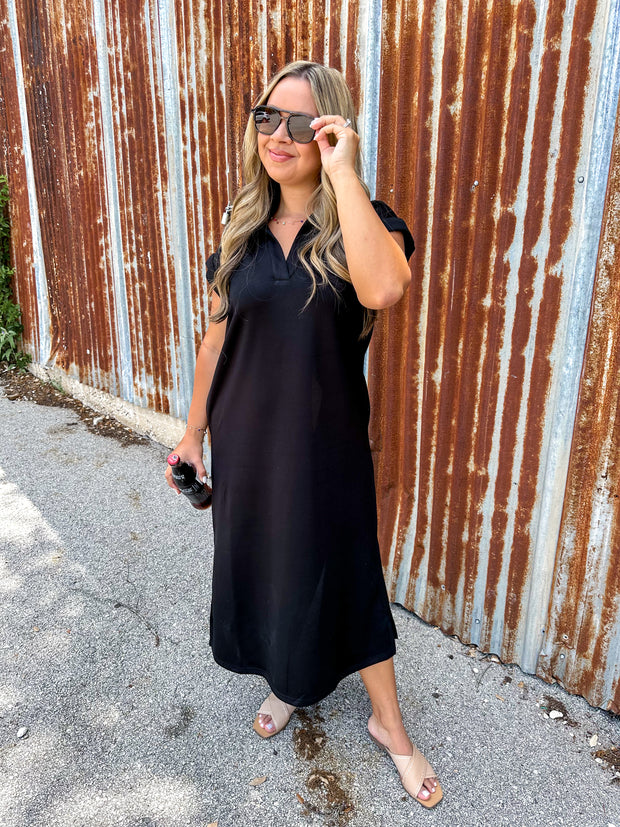 Solid Luxeknit Maxi Dress - Black