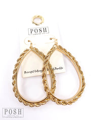 POSH  Rope Chain Teardrop Earrings - Gold