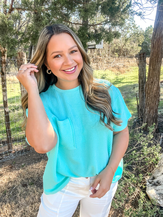 Step Into Spring Ribbed Top - Mint