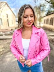 Let's Go Girls Faux Leather Fringe Jacket