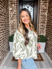 The Southern Winter Paisley Top - Sage