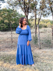 Smocked Tier Maxi Dress - Blue