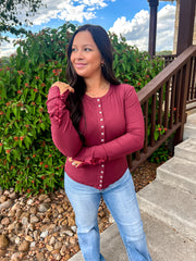 Red Wine Ribbed Top