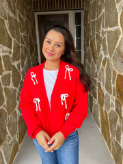 Holly Jolly Bow Tie Sweater Cardigan