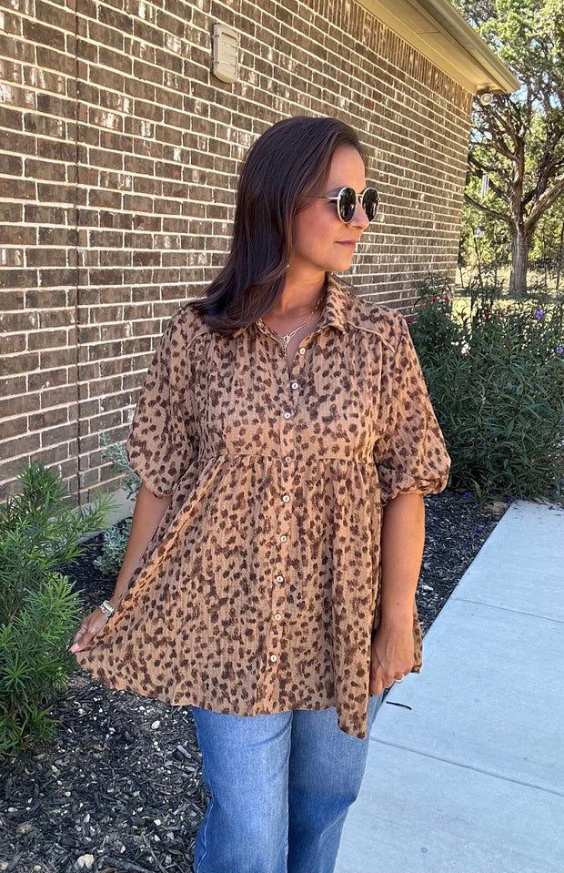 Leopard Tiered Top