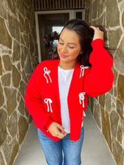 Holly Jolly Bow Tie Sweater Cardigan