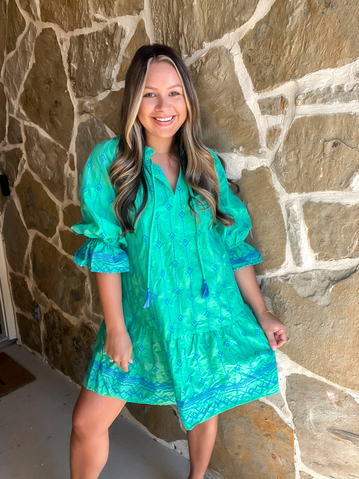 Spring Skies Embroidered Dress