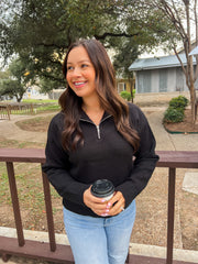 Half Zip Collared Sweater - Black