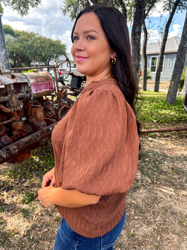 Totally Textured Top - Chestnut