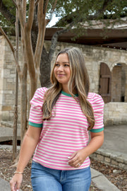 Preppy Pink Striped Top